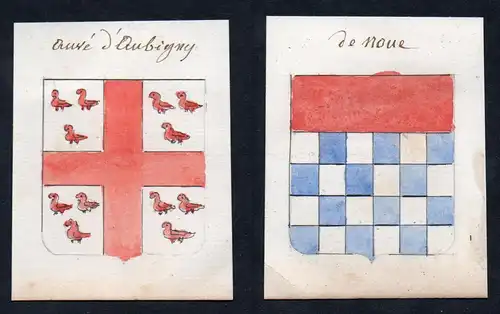 de Noue / Auve d'Aubigny - Noue Aubigny Cotentin Frankreich France Wappen Adel coat of arms heraldry Heraldik