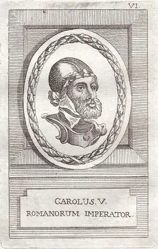 Carolus V. - Karl V. Herzog duke König king Niederlande Netherlands Spanien Spain Portrait Kupferstich engravi