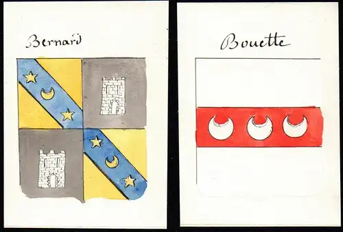 Bernard / Boutte - Bernard Boutte Frankreich France Wappen Adel coat of arms heraldry Heraldik Aquarell waterc