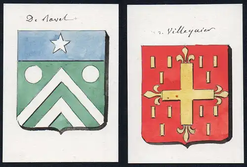 De Ravel / de Villequier - Ravel Villequier Frankreich France Wappen Adel coat of arms heraldry Heraldik Aquar