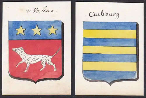 de Valoux / Oubourg - Valoux ou Bourg Frankreich France Wappen Adel coat of arms heraldry Heraldik Aquarell wa