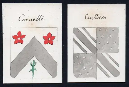 Custines / Cornette - Custines Cornette Frankreich France Wappen Adel coat of arms heraldry Heraldik Aquarell