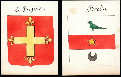 La Beyviere / Breda - Beyviere Breda Frankreich France Wappen Adel coat of arms heraldry Heraldik Aquarell wat