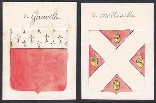 de Gauville / de Milleville - Gauvillé Milleville Frankreich France Wappen Adel coat of arms heraldry Heraldik