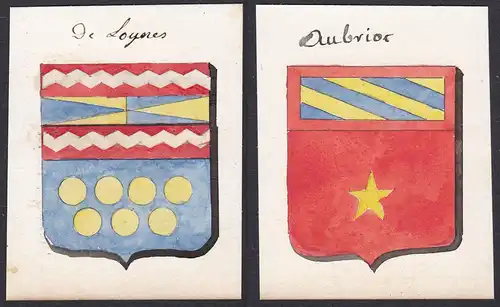 De Loynes / Dubriot - Loynes Dubroit Frankreich France Wappen Adel coat of arms heraldry Heraldik Aquarell wat
