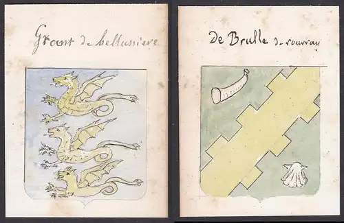 Groent de bellussiere / De Brulle de rouvray - Bellussiere Brulle Rouvray Frankreich France Wappen Adel coat o