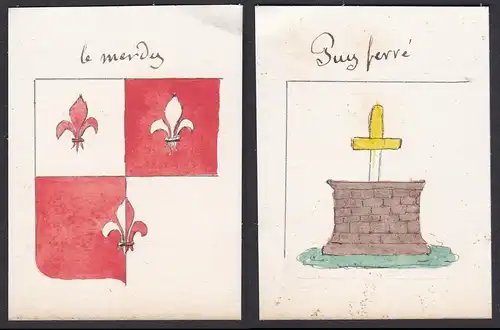 le merdy / Puy ferre - Le Merdy Puy Ferré Frankreich France Wappen Adel coat of arms heraldry Heraldik Aquarel
