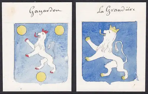 Gayardon / La Grandiere - Gayardon Bretagne La Grandière Frankreich France Wappen Adel coat of arms heraldry H