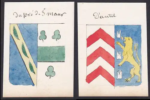 du pro de St. Maur / D'antil - Saint Maur d'Antil Frankreich France Wappen Adel coat of arms heraldry Heraldik