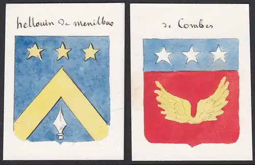hellouin de menilluo / de Combes - Bec-Hellouin Combes Frankreich France Wappen Adel coat of arms heraldry Her