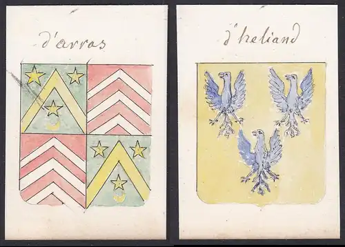 d'Arras / d'heliand - d'Arras d'Heliand Frankreich France Wappen Adel coat of arms heraldry Heraldik Aquarell