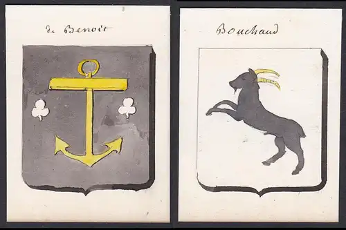 de Benoit / Bouchaud - Benoit Bouchaud Frankreich France Wappen Adel coat of arms heraldry Heraldik Aquarell w