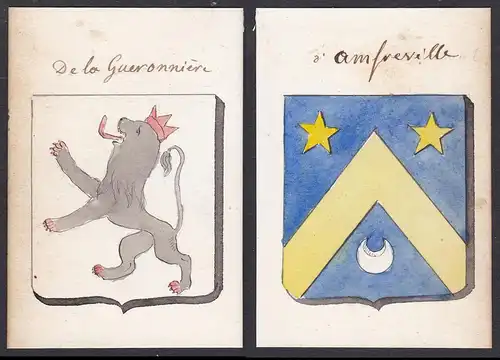 de la Gueronniere / d'amfreville - Guéronnière Amfreville Frankreich France Wappen Adel coat of arms heraldry