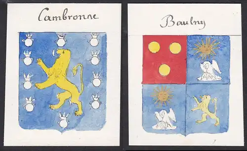 Cambronne / Baulny - Cambronne Baulny Frankreich France Wappen Adel coat of arms heraldry Heraldik Aquarell wa