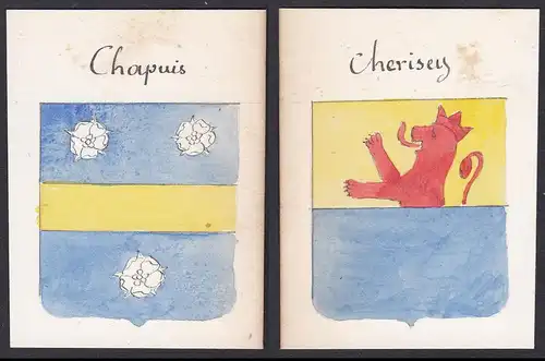 Chapuis / Cherisey - Chapuis Chérisey Frankreich France Wappen Adel coat of arms heraldry Heraldik Aquarell wa