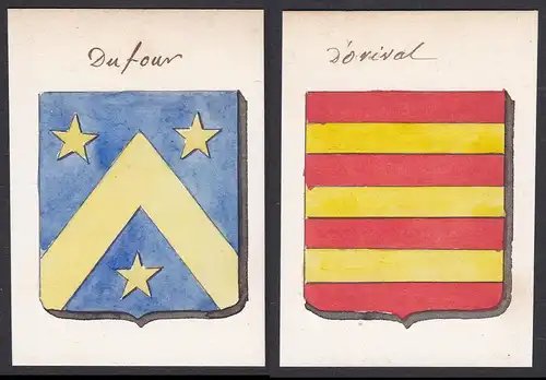 Du four / d'Orival - Dufour Orival Frankreich France Wappen Adel coat of arms heraldry Heraldik Aquarell water
