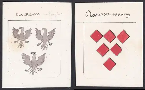 des Aeres / Reviers de mauny - Arès Reviers de Mauny Frankreich France Wappen Adel coat of arms heraldry Heral