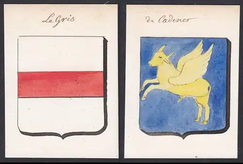 Le Gris / de Cadenet - Legris Cadenet Frankreich France Wappen Adel coat of arms heraldry Heraldik Aquarell wa