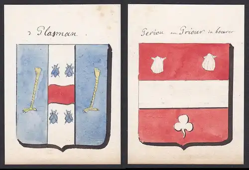de Plasman / Periou ou Priour du boceret - Plasman Priour Périou Boceret Frankreich France Wappen Adel coat of