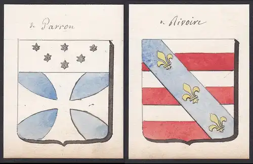 de Parron / de Rivoire - Parron Rivoire Frankreich France Wappen Adel coat of arms heraldry Heraldik Aquarell