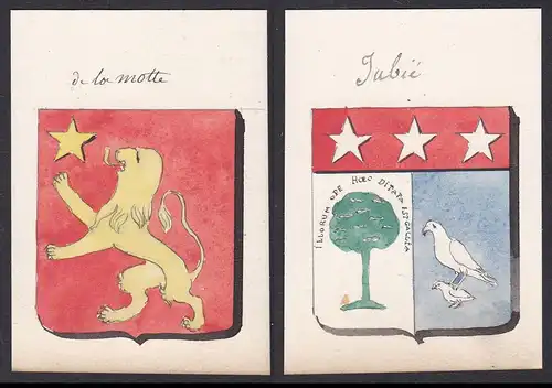 de la Motte / Jubie - Motte Jubie Frankreich France Wappen Adel coat of arms heraldry Heraldik Aquarell waterc