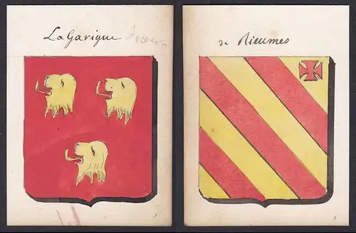 La Garigue / de Rieumes - Garrigues Rieumes Frankreich France Wappen Adel coat of arms heraldry Heraldik Aquar