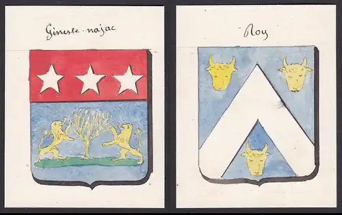 Gineste-najac / Roy - Gineste Najac Roy Frankreich France Wappen Adel coat of arms heraldry Heraldik Aquarell
