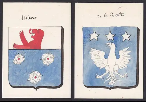 Thievet / de la Batie - Thievet Batie Frankreich France Wappen Adel coat of arms heraldry Heraldik Aquarell wa