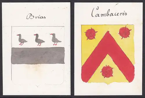 Brias / Cambaceres - Brias Cambacérès Frankreich France Wappen Adel coat of arms heraldry Heraldik Aquarell wa
