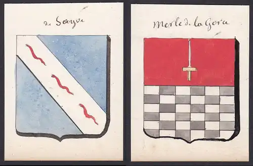 de Sayve / Merle de la Gora - de Sayve Merle Gora Wappen Adel coat of arms heraldry Heraldik Aquarell watercol
