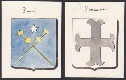 Pascal / Tramecourt - Tramecourt Pascal Frankreich France Wappen Adel coat of arms heraldry Heraldik Aquarell