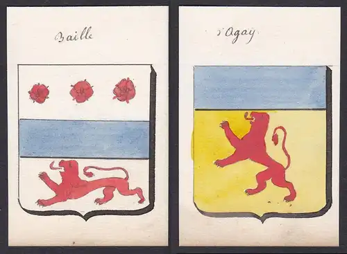 Baille / d'Agay - d'Agay Baillé Frankreich France Wappen Adel coat of arms heraldry Heraldik Aquarell watercol