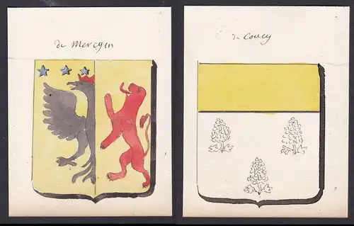 de Mercyen / de Coucy - Mercy Coucy Frankreich France Wappen Adel coat of arms heraldry Heraldik Aquarell wate