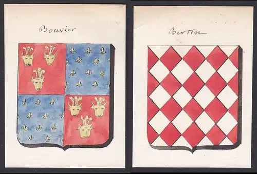 Bouvier / Bertin - Bouvier Bertin Frankreich France Wappen Adel coat of arms heraldry Heraldik Aquarell waterc