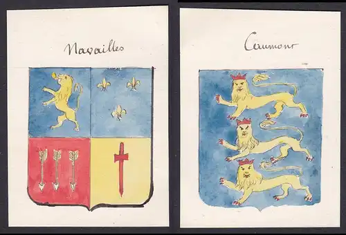 Navailles / Caumont - Navailles Caumont Frankreich France Wappen Adel coat of arms heraldry Heraldik Aquarell