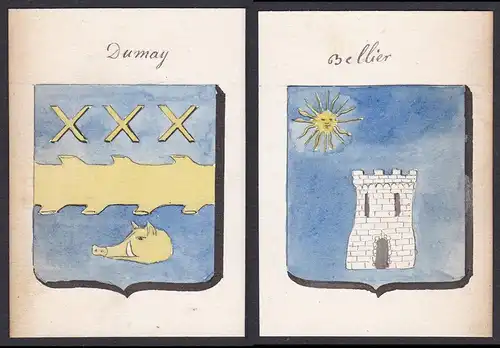 Bellier / Dumay - Bellier Dumay Frankreich France Wappen Adel coat of arms heraldry Heraldik Aquarell watercol