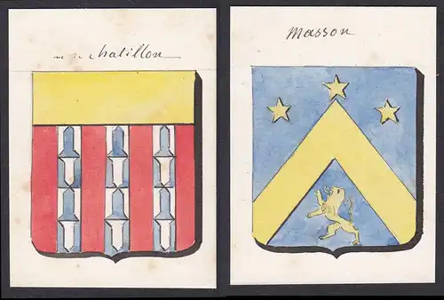 de Chatillon / Masson - Châtillon Masson Frankreich France Wappen Adel coat of arms heraldry Heraldik Aquarell