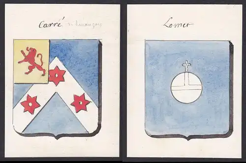 Carre / Lomer - Carré Lomer Frankreich France Wappen Adel coat of arms heraldry Heraldik Aquarell watercolor a