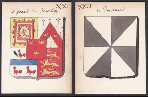 de Ponthaud / Le grand du Souchey - Ponthaud Legrand du Souchay Frankreich France Wappen Adel coat of arms her