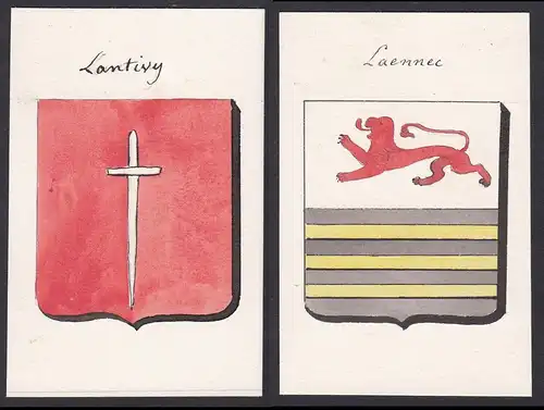 Lantivy / Laennec - Lantivys Laennec Frankreich France Wappen Adel coat of arms heraldry Heraldik Aquarell wat