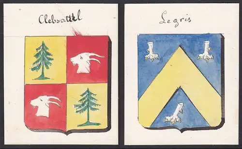 Legris / Clebsattel - Legris Clebsattel Frankreich France Wappen Adel coat of arms heraldry Heraldik Aquarell