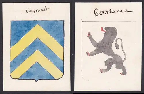 Ayrault / Costart - Ayrault Costar Frankreich France Wappen Adel coat of arms heraldry Heraldik Aquarell water
