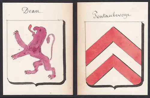 Pontaubevoge / Dean - Pontaubevoge Dean Frankreich France Wappen Adel coat of arms heraldry Heraldik Aquarell