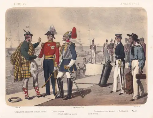 Angleterre - Centilhomme ecossais en costume national / Officier General / Officier des Horses Guards / Garde