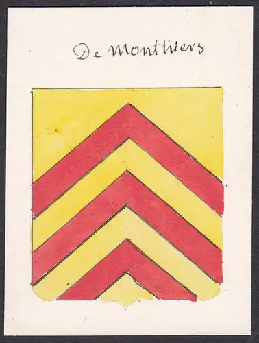 De Monthiers - Monthiers Beauce France Frankreich Wappen Adel coat of arms heraldry Heraldik Aquarell watercol