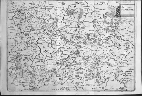 Saxonia Superiore - Sachsen Saxony Deutschland Germany Karte map carta Plan piano Kupferstich copper engraving