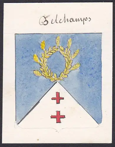 Belchamps - Belchamps Frankreich France Wappen Adel coat of arms heraldry Heraldik Aquarell watercolor antique