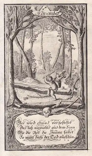 November - November Monat month Monate months Kupferstich engraving antique print