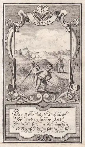 Julius - Juli July Monat month Monate months Kupferstich engraving antique print
