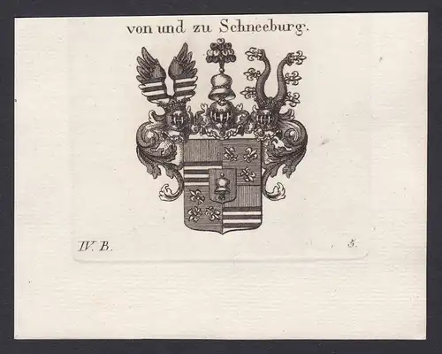 Von und zu Schneeburg - Schneeburg Wappen Adel coat of arms heraldry Heraldik Kupferstich antique print